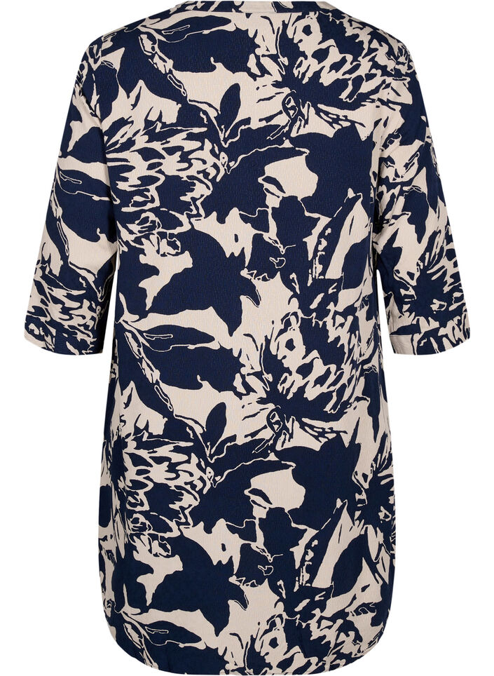 Tunic with print and 3/4 sleeves, Navy Blazer AOP, Packshot image number 1