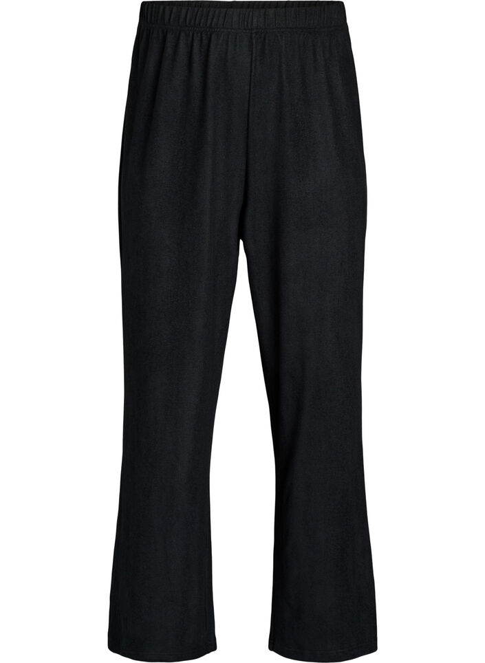 High-waisted wide-leg jersey trousers, Black, Packshot image number 0