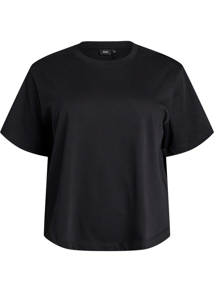 Boxy cotton t-shirt, Black, Packshot image number 0