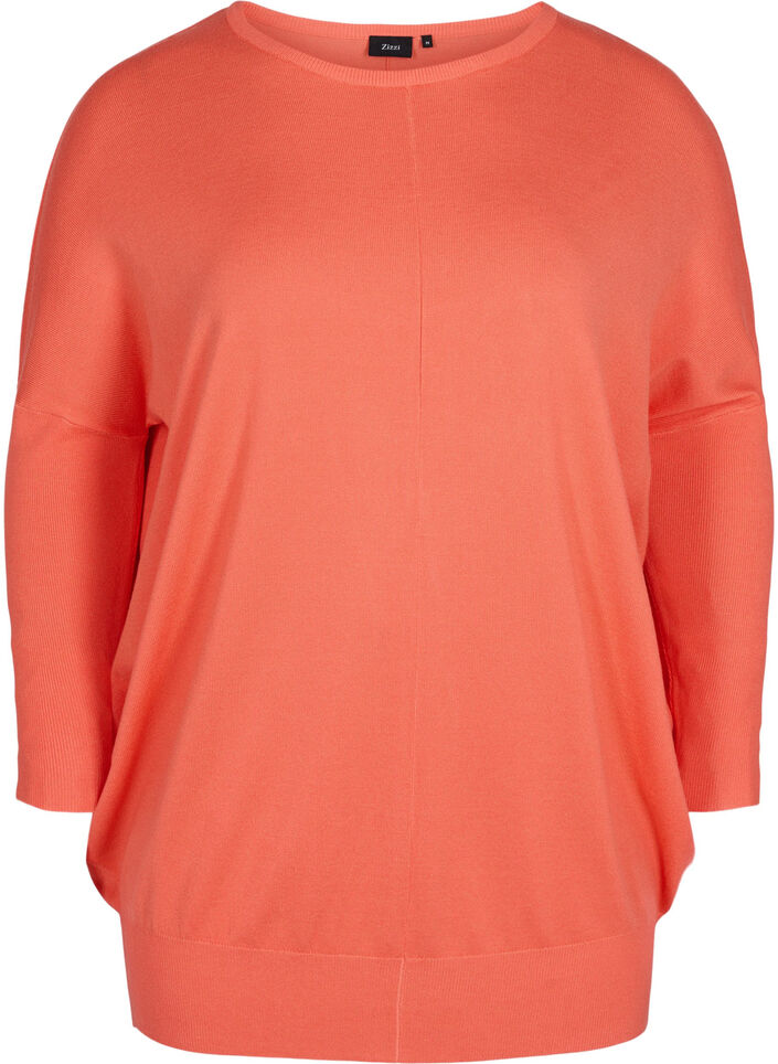 Knitted jumper with round neckline, Living Coral, Packshot image number 0