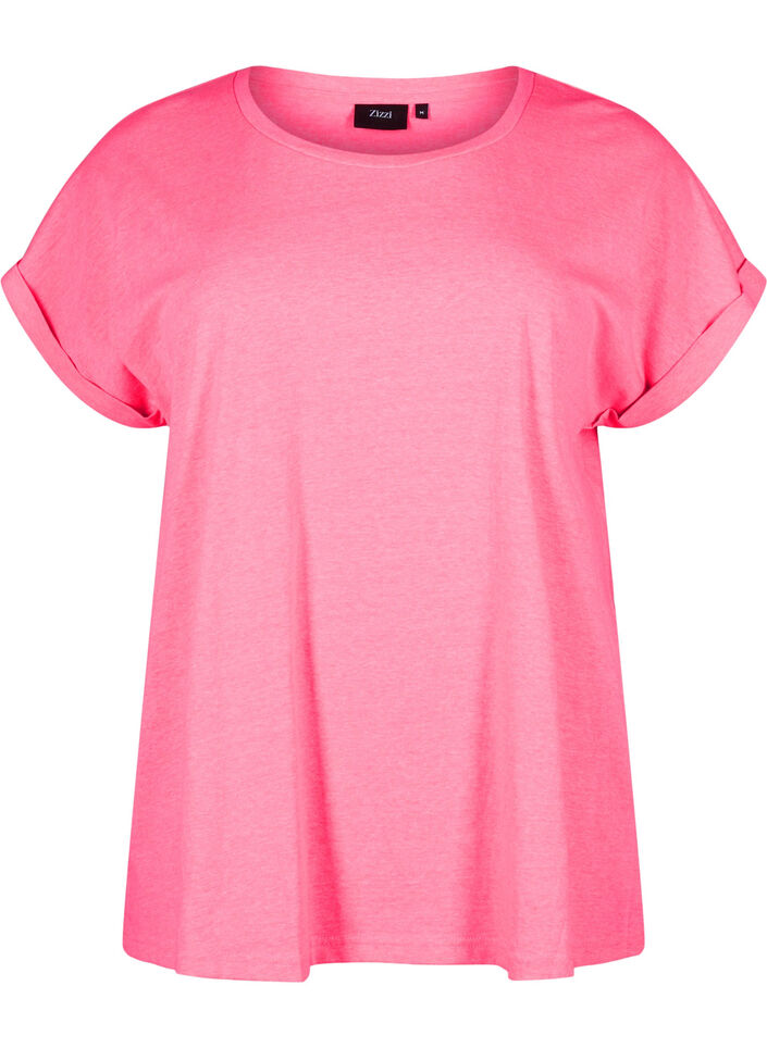 Neon colored cotton t-shirt, Pink, Packshot image number 0