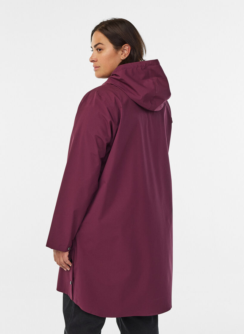 Rain jacket with pockets and a hood, Dark Bordeaux, Model image number 2