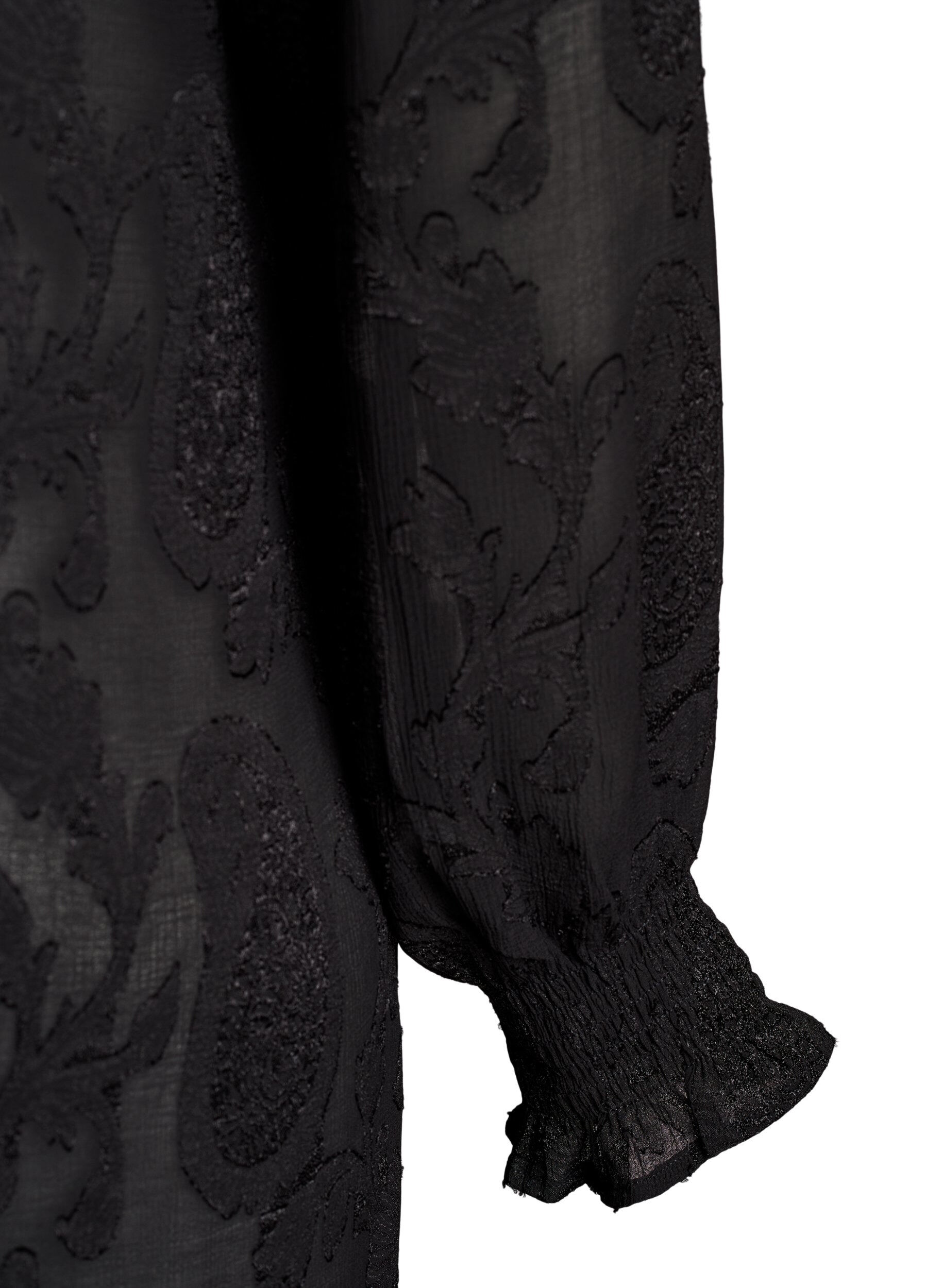 Zizzifashion Tunic with a paisley texture and long sleeves, Black, Packshot image number 3