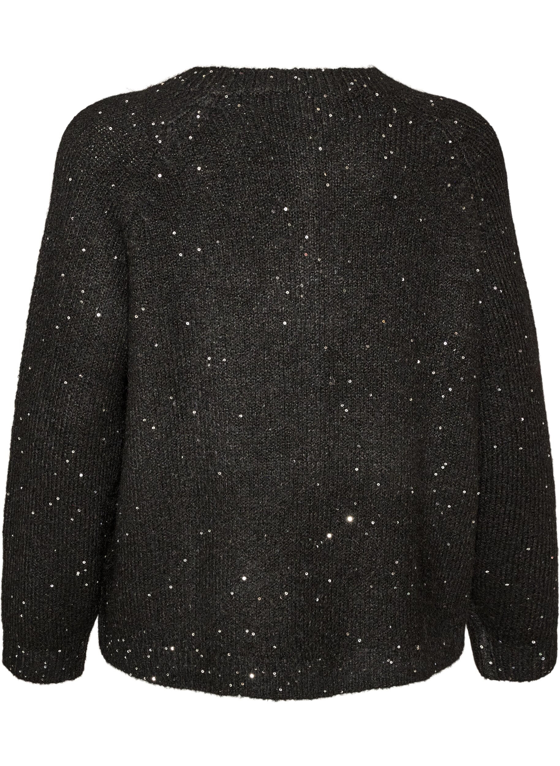 ZizzifashionCardigan with sequins and buttons, Black, Packshot image number 1