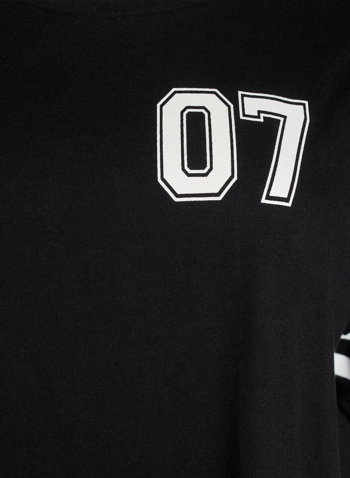 Short T-shirt dress with sporty details, Black, Packshot image number 2