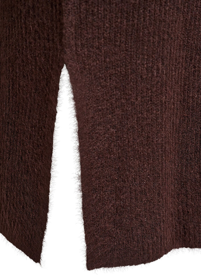 Long knitted dress with high neck, Brown, Packshot image number 3