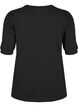 Blouse with button detail and short puff sleeves, Black, Packshot image number 1