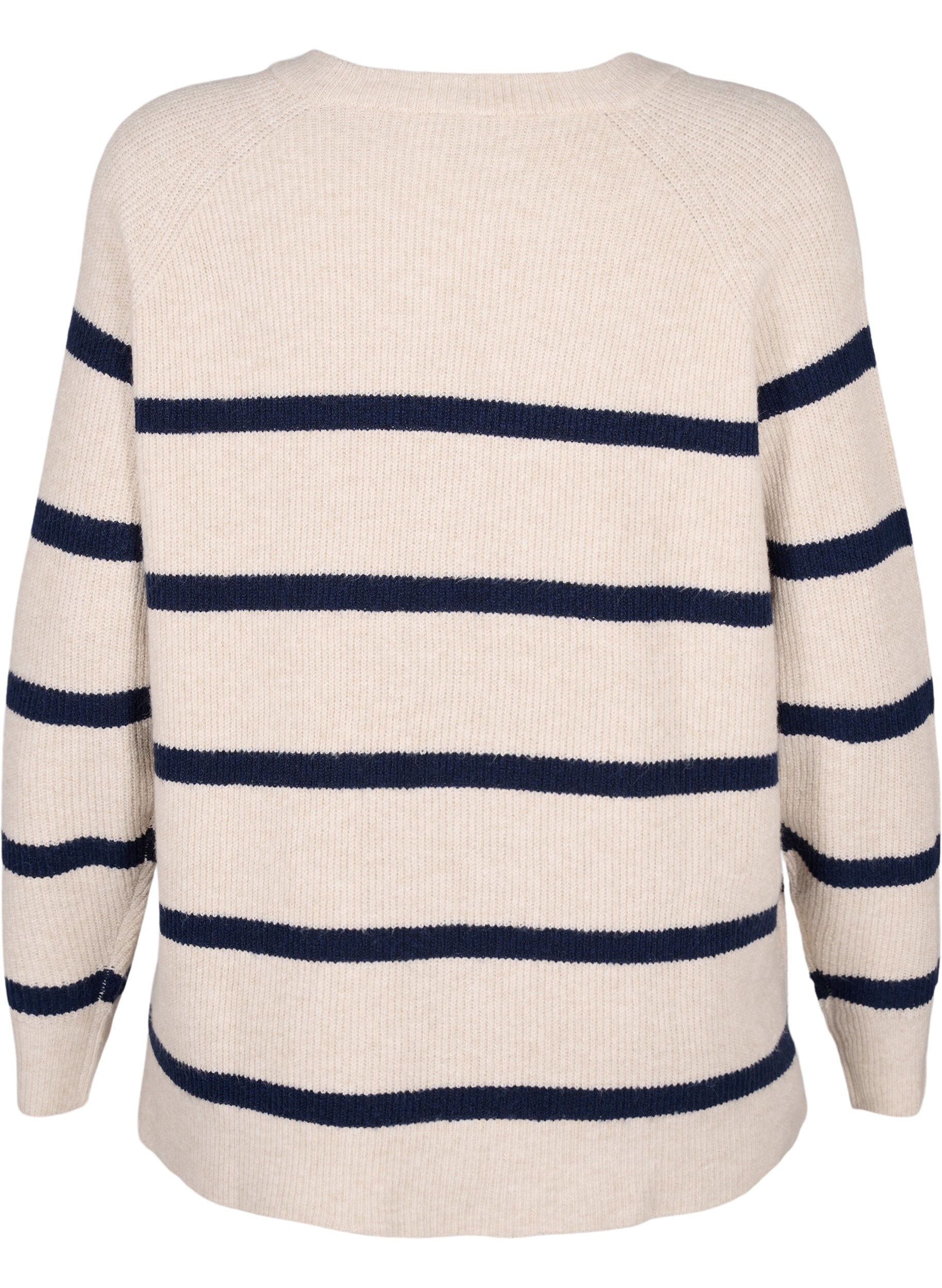 Zizzifashion Rib-knit sweater with stripes, P.Stone/Navy.B.Mel., Packshot image number 1
