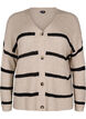 FLASH - Knitted cardigan with stripes and buttons, Beige, Packshot image number 0
