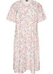 Viscose midi dress with a floral print and ruffle collar, Vanilla, Packshot image number 0