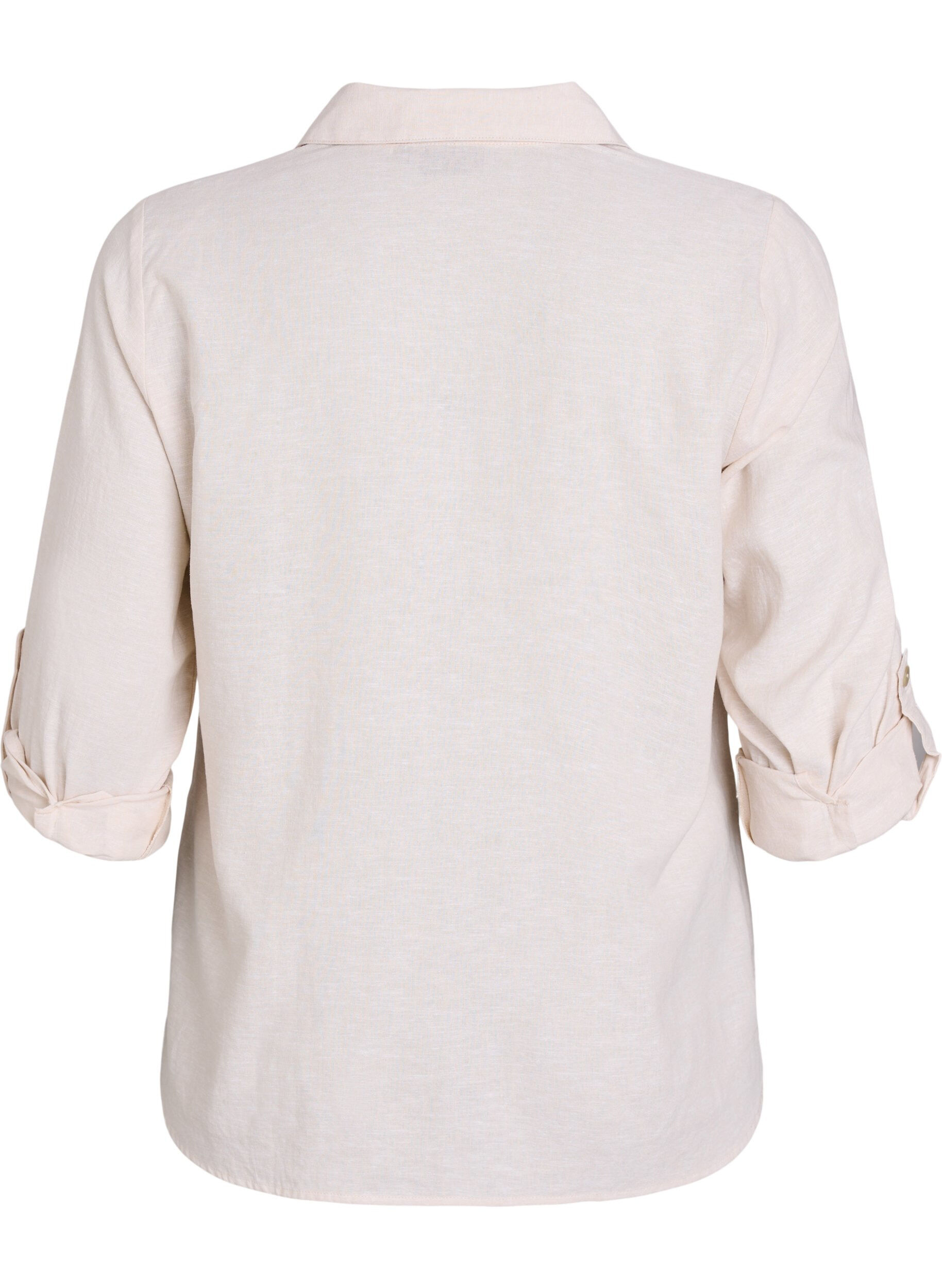 Zizzifashion Shirt in linen and viscose with 3/4 sleeves, Beige, Packshot image number 1