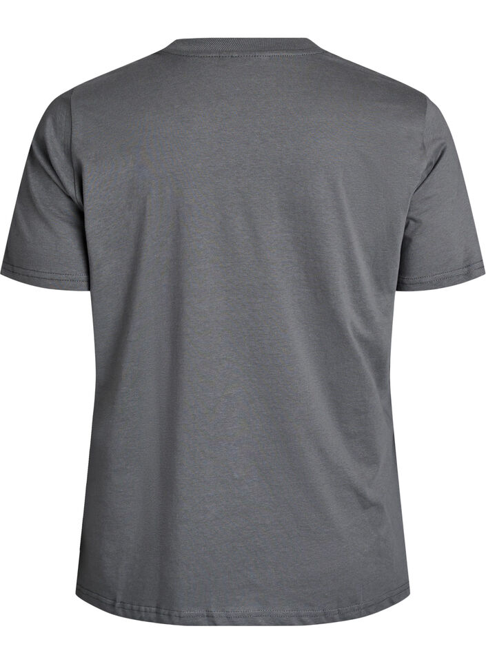 Basic cotton T-shirt with round neck, Grey, Packshot image number 1