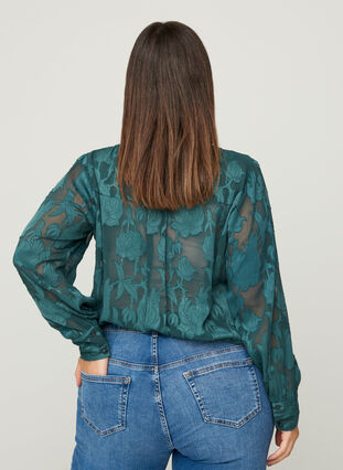 Transparent patterned shirt, Darkest Spruce, Model image number 1