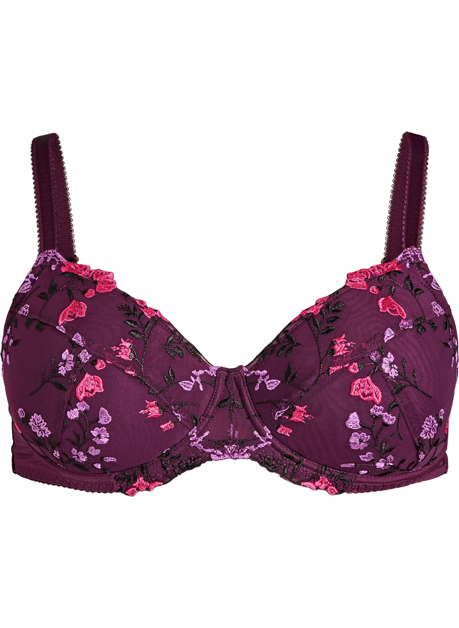 Padded bra with floral embroidery