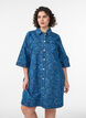 Denim dress with floral print and chest pockets, Blue, Model image number 0