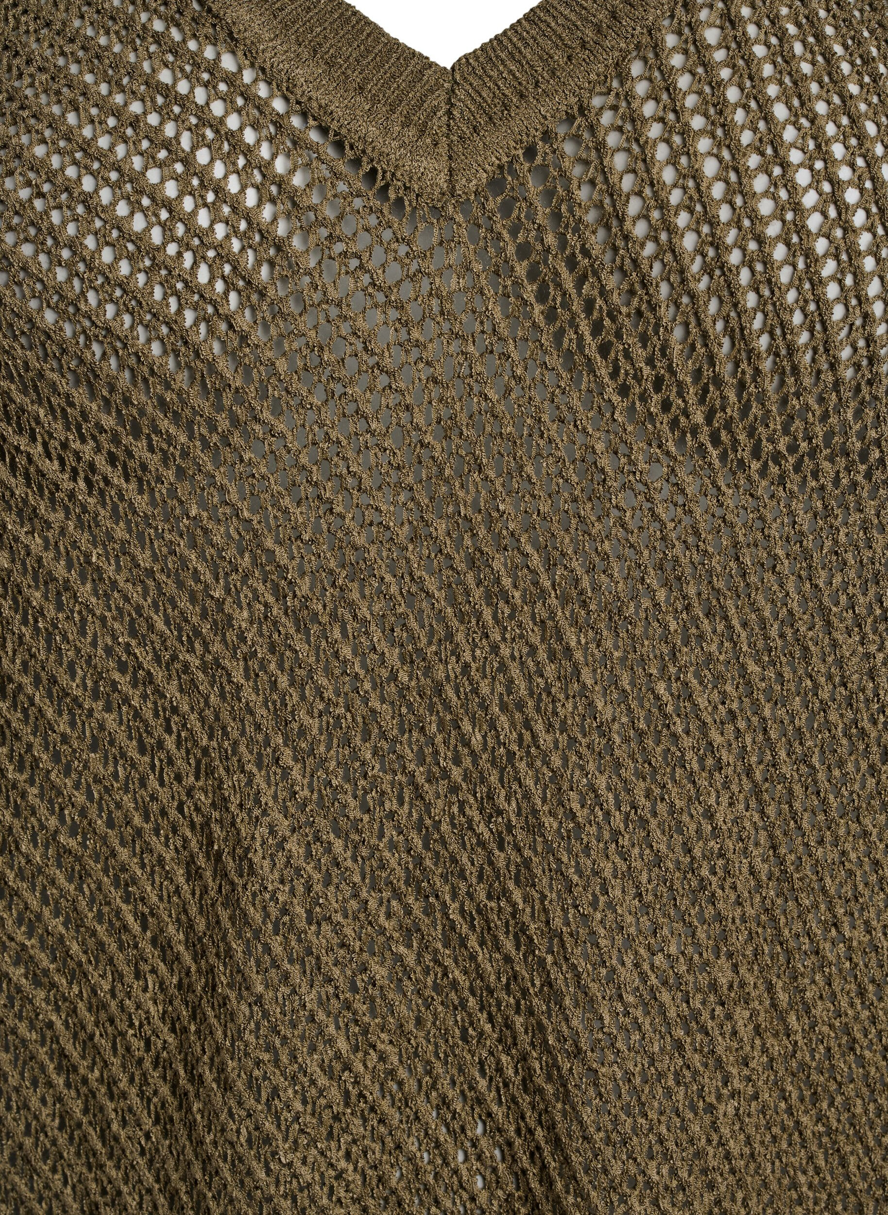 Zizzifashion FLASH - Short-sleeved knitted blouse with v-neck, Green, Packshot image number 2