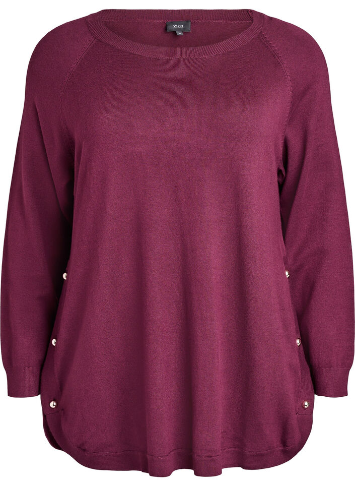 Knitted blouse with side buttons, Red, Packshot image number 0