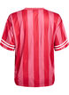 Sporty t-shirt with stripes and text motif, Red, Packshot image number 1