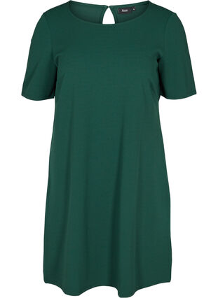 Short-sleeved dress with round neck, Ponderosa Pine, Packshot image number 0