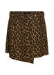 Short denim skirt with leopard print and an A-line shape, Brown, Packshot image number 0