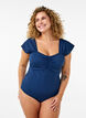 Swimsuit with short sleeves and draped detail, Blue, Model image number 1
