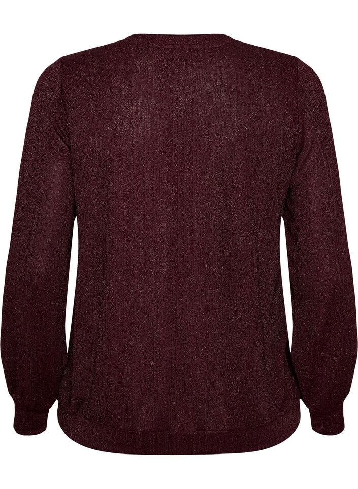Blouse with vertical texture and glitter thread, Red, Packshot image number 1