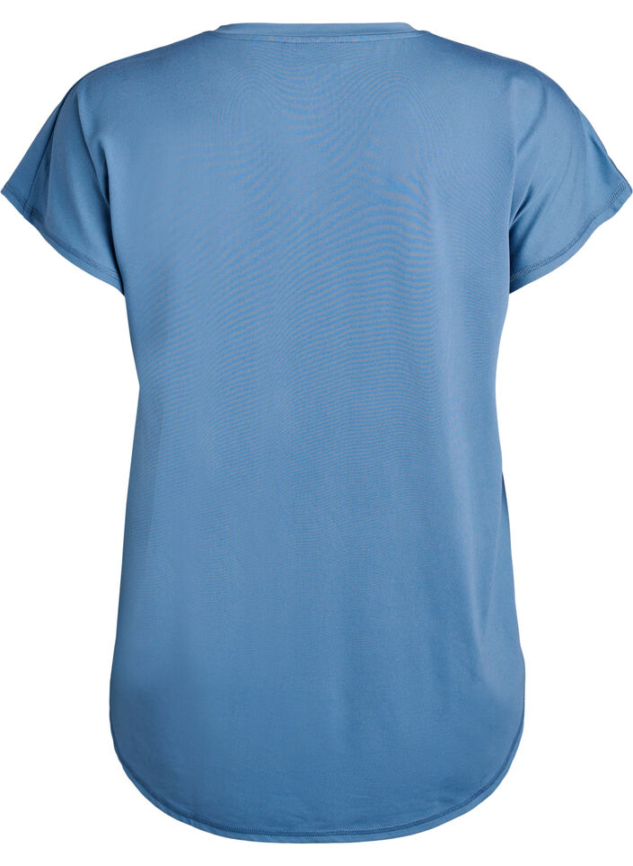 Short-sleeved workout t-shirt with v-neck, Petrol, Packshot image number 1