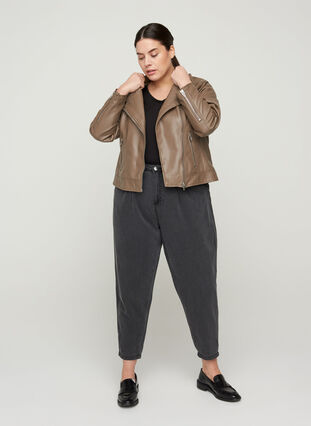 Short jacket in faux leather, Pine Bark, Model image number 2