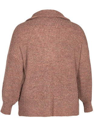 Marled knitted blouse with a zip and wool, Russet Mel, Packshot image number 1