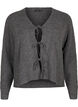 Knitted cardigan with tie details, Dark Grey Melange, Packshot image number 0