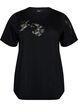 Cotton T-shirt with lace appliqu&eacute;s, Black, Packshot image number 0