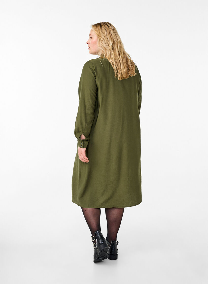 Shirt dress with pockets, Winter Moss, Model image number 1