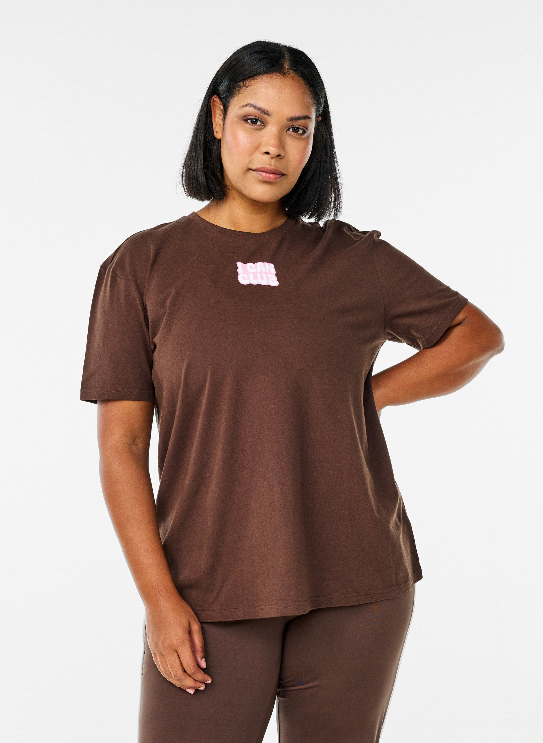 Zizzifashion Sporty T-shirt in organic cotton, Brown, Model image number 0