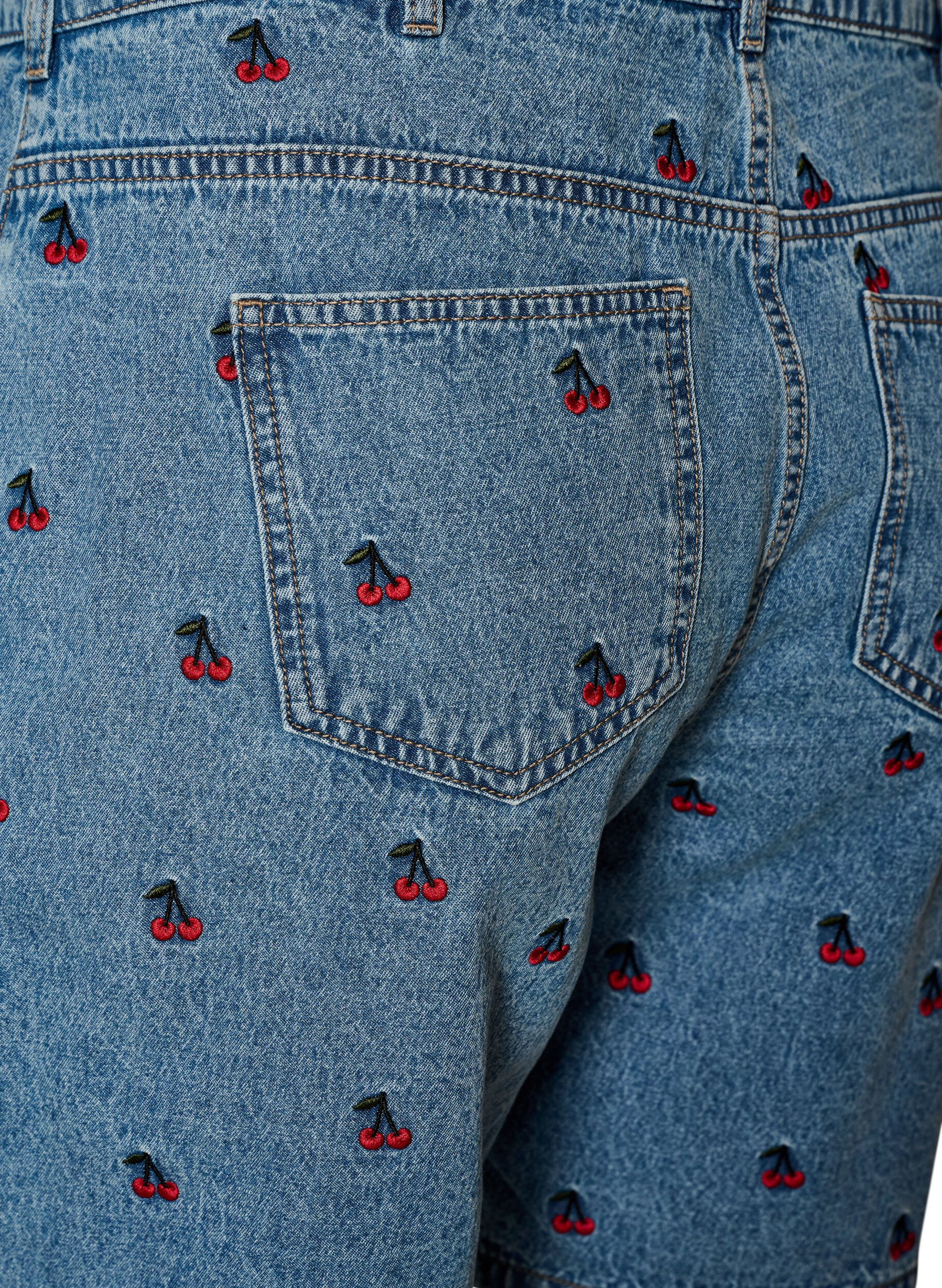 Zizzifashion Embroidered denim shorts, Light Blue, Packshot image number 3