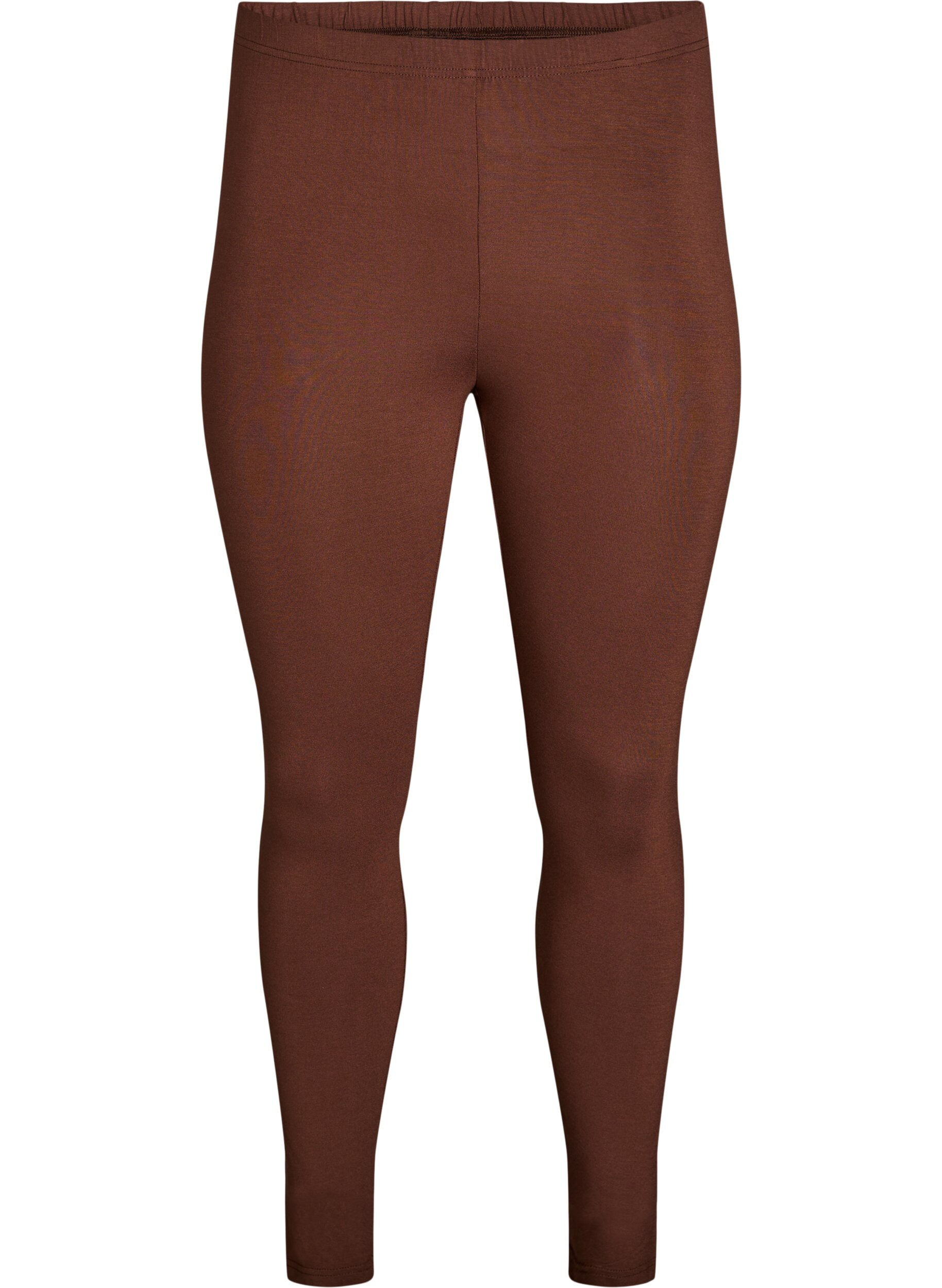 Zizzifashion Basic leggings in viscose, Brown, Packshot image number 0