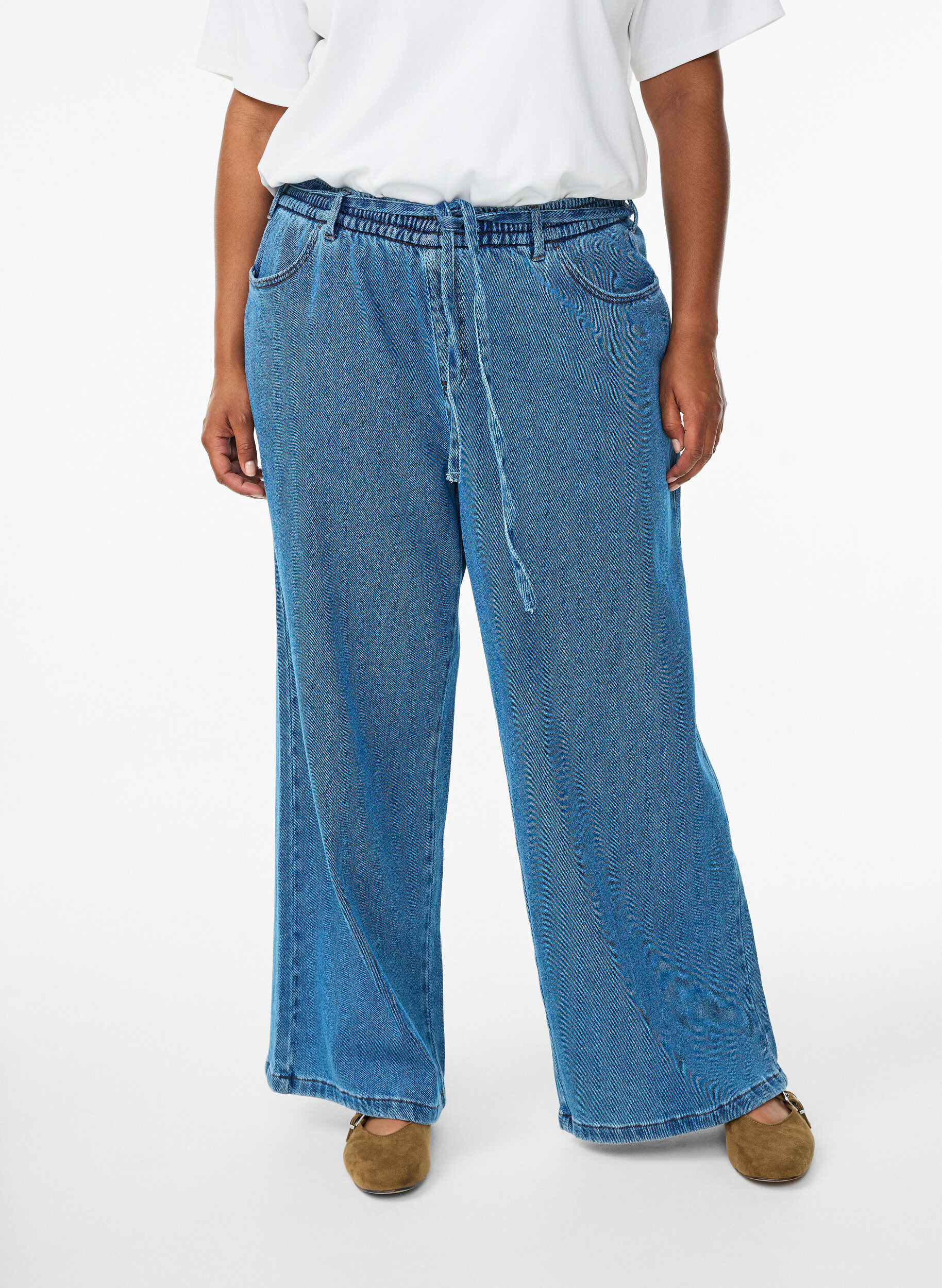 ZizzifashionLoose-fit jeans with an elasticated waistband and a drawstring, Blue, Model image number 2