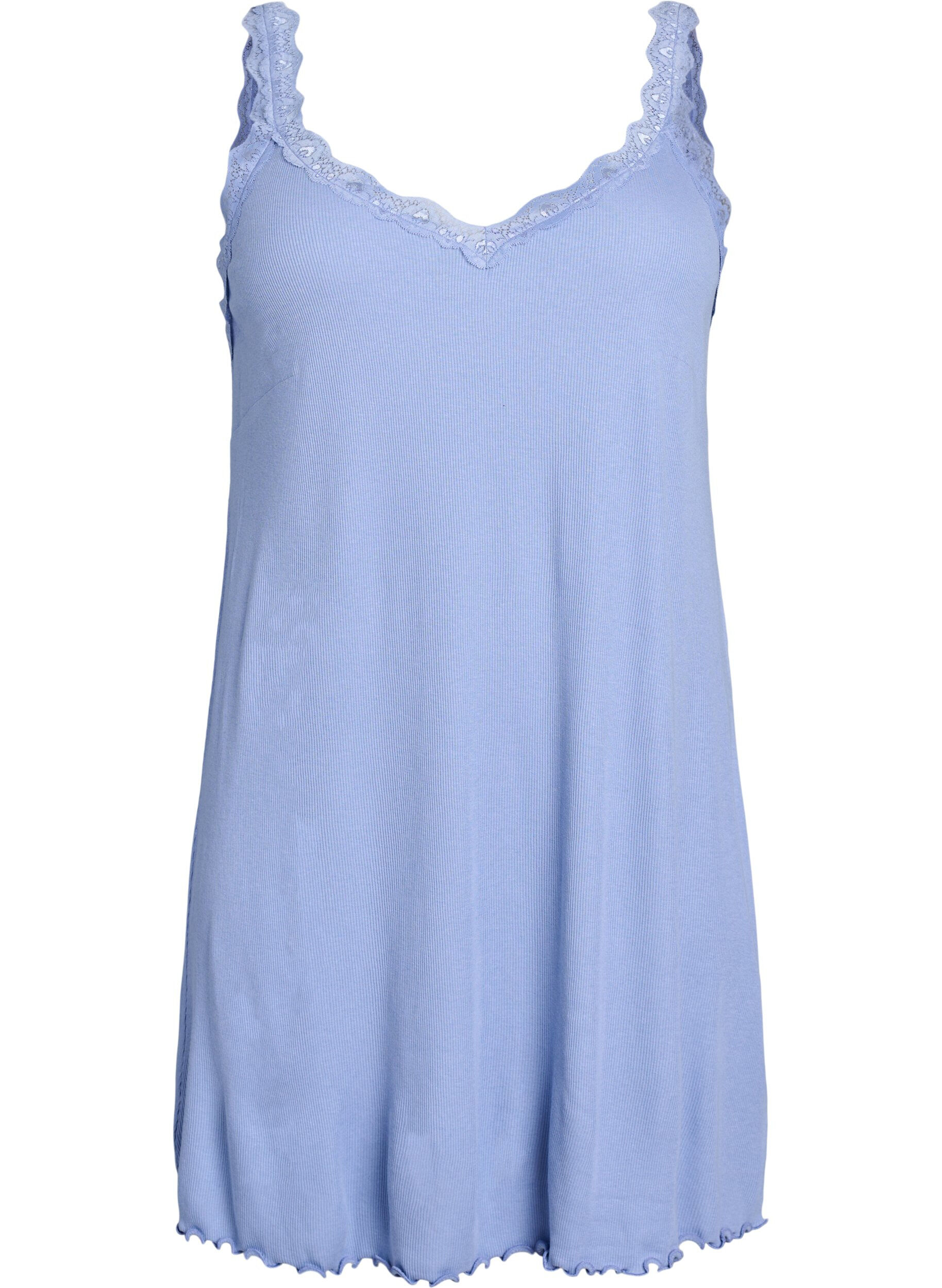 Nightgown with lace hem