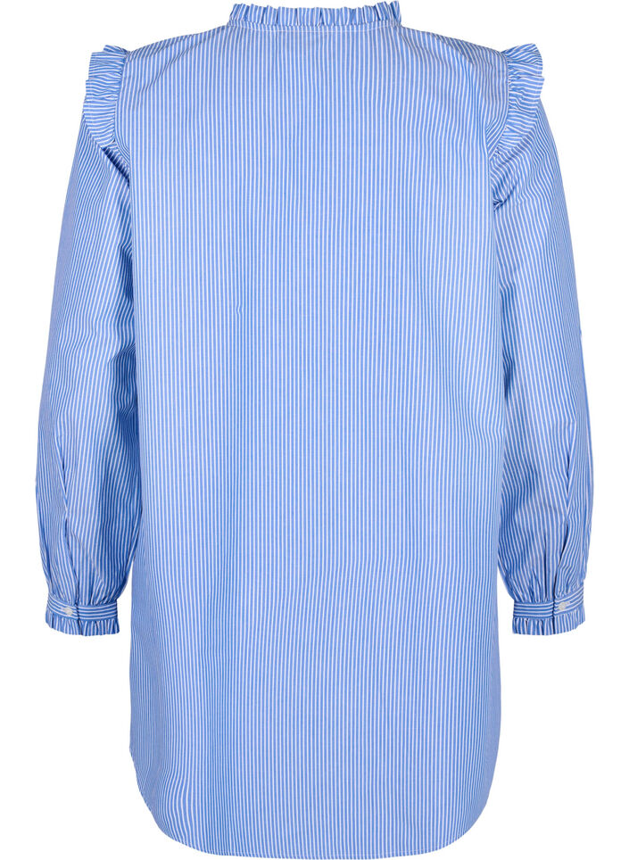 Striped tunic with ruffle details, Princess Blue W. St., Packshot image number 1
