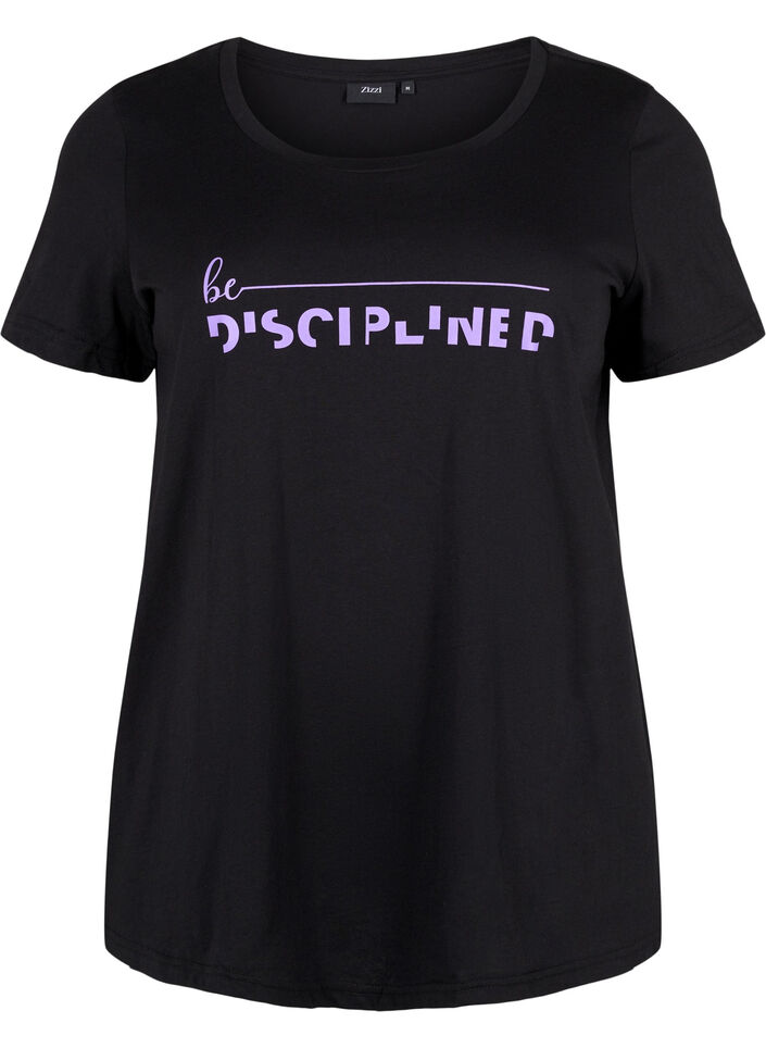 Sports t-shirt with print, Black w. Disciplined, Packshot image number 0