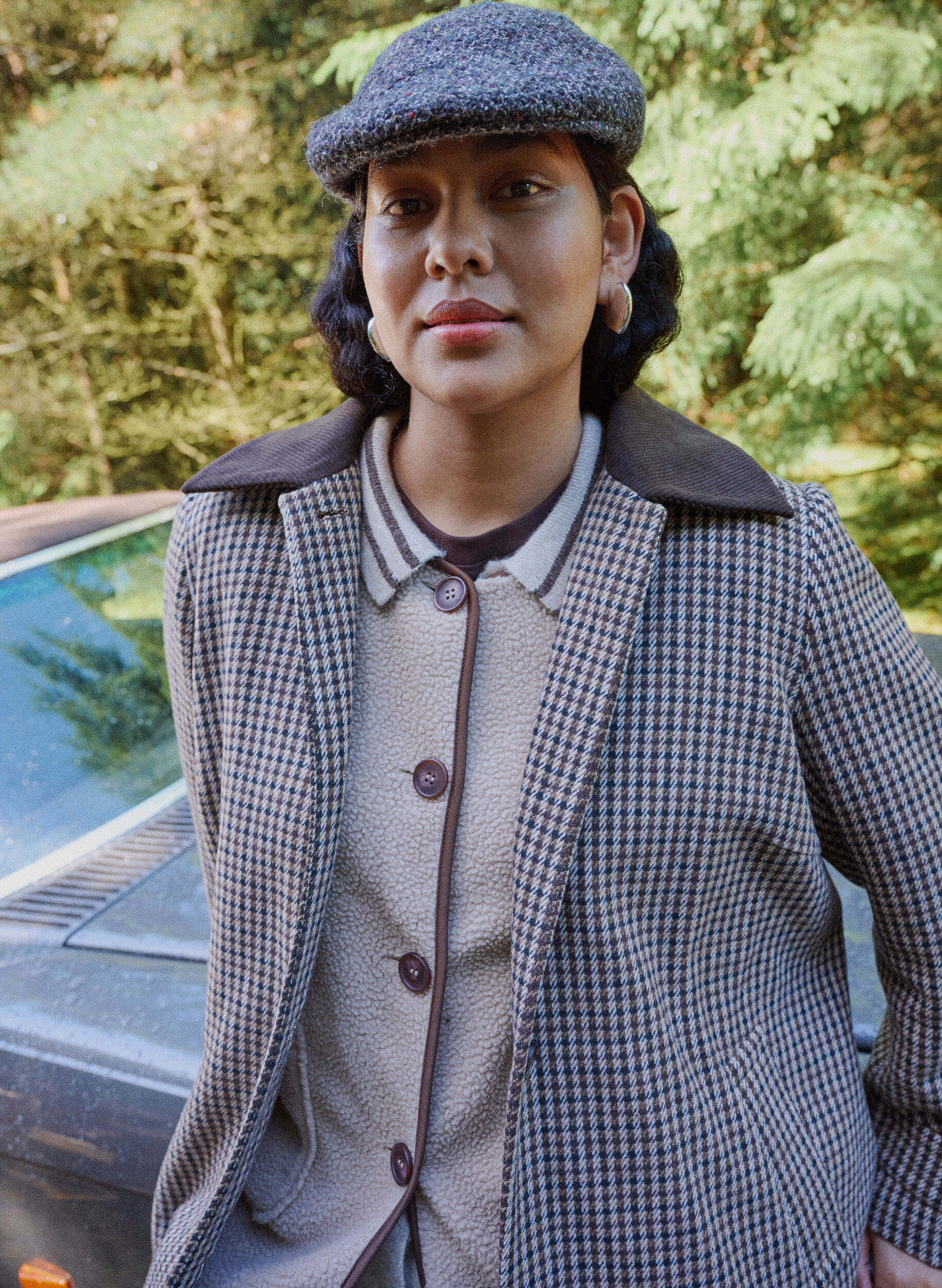 ZizzifashionCardigan with contrast sleeves and collar, Beige, Image image number 0