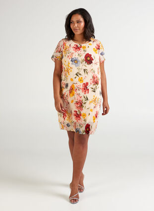Plisse dress, AOP FLOWER, Model image number 2