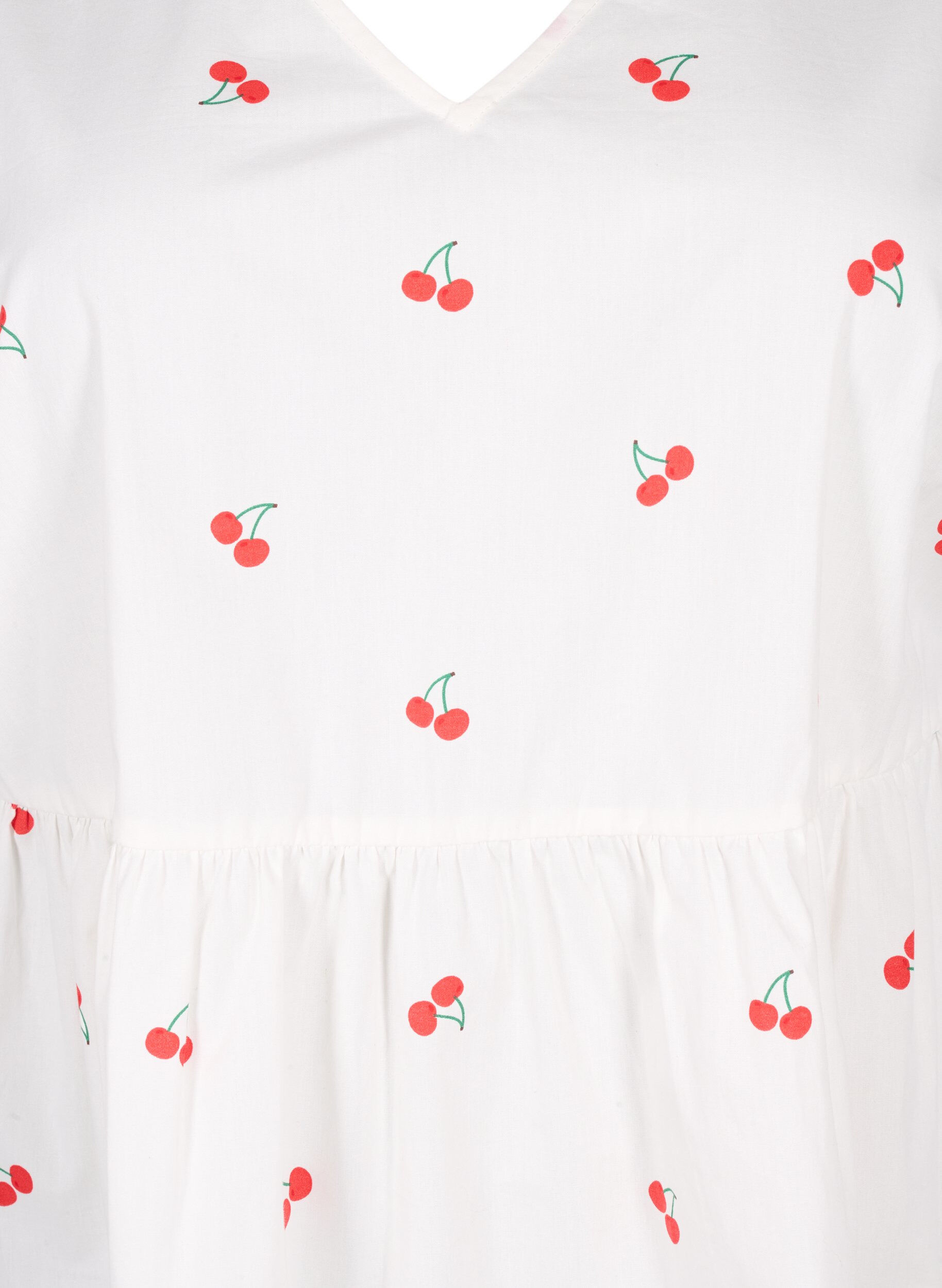 Zizzifashion Dress with cherry print and a-shape, B. White/Cherry, Packshot image number 2