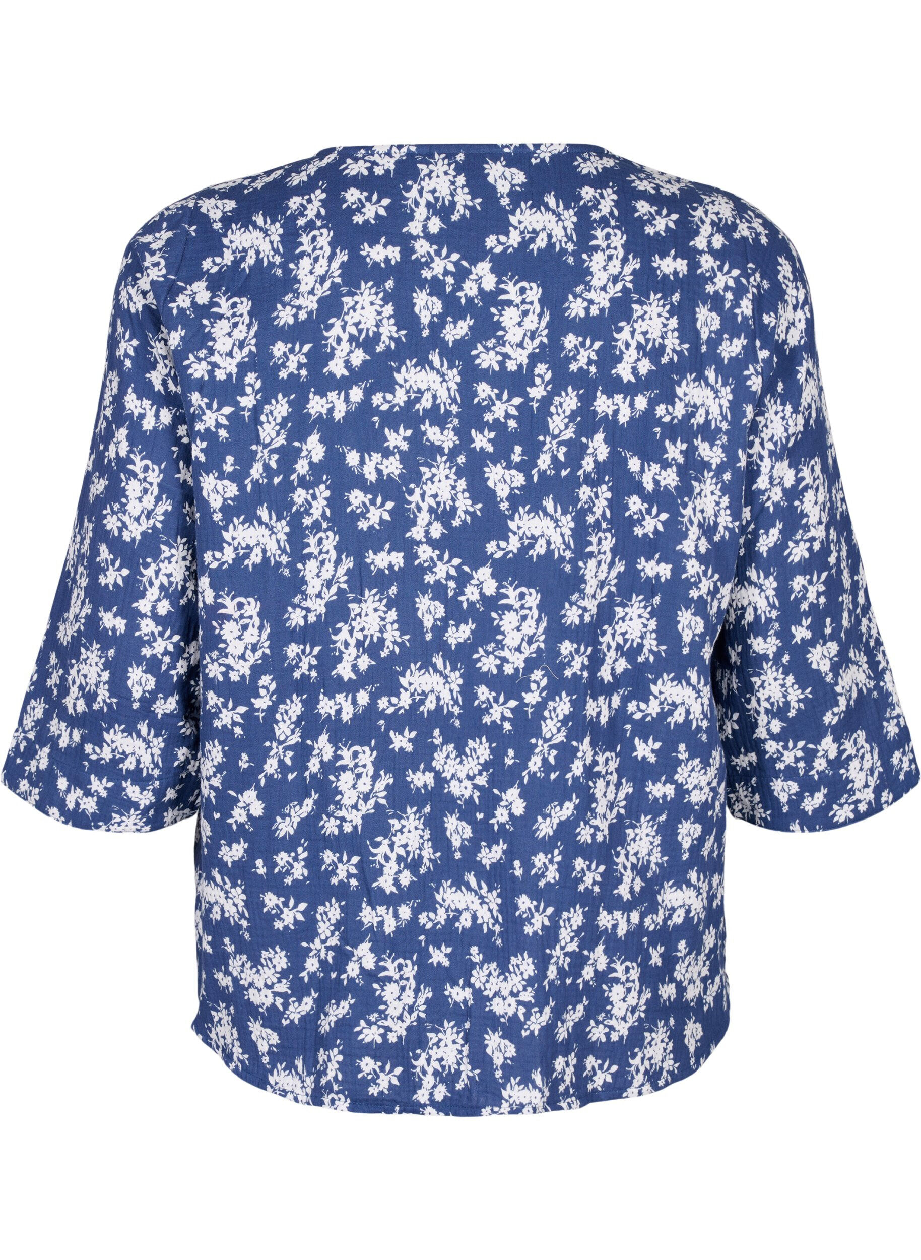 Zizzifashion Floral nightshirt with 3/4 sleeves, V. Indigo Flower AOP, Packshot image number 1