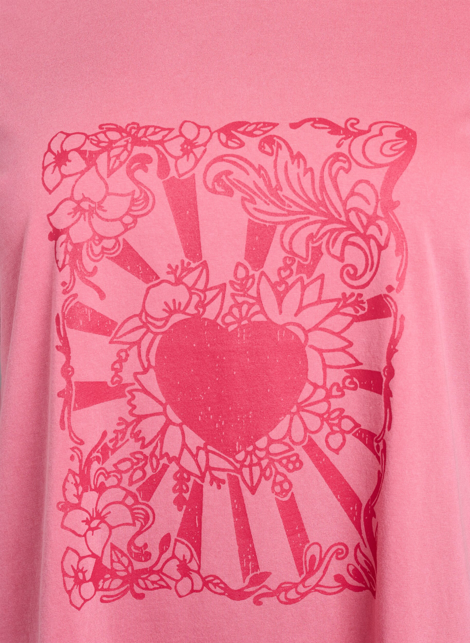 Zizzifashion T-shirt in organic cotton with a cool print, Rose, Packshot image number 2