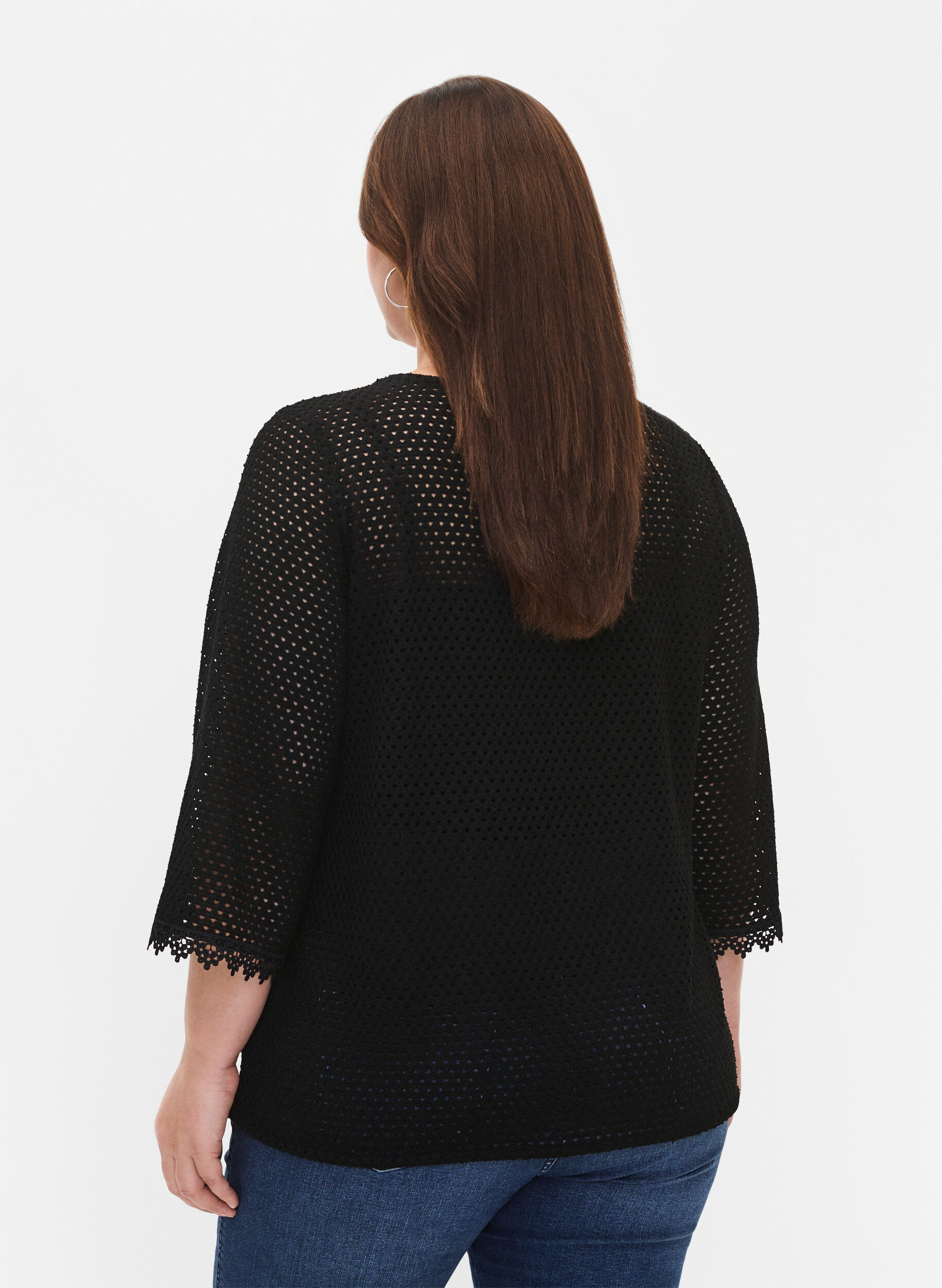 Zizzifashion Knit top with 3/4 sleeves, Black, Model image number 1