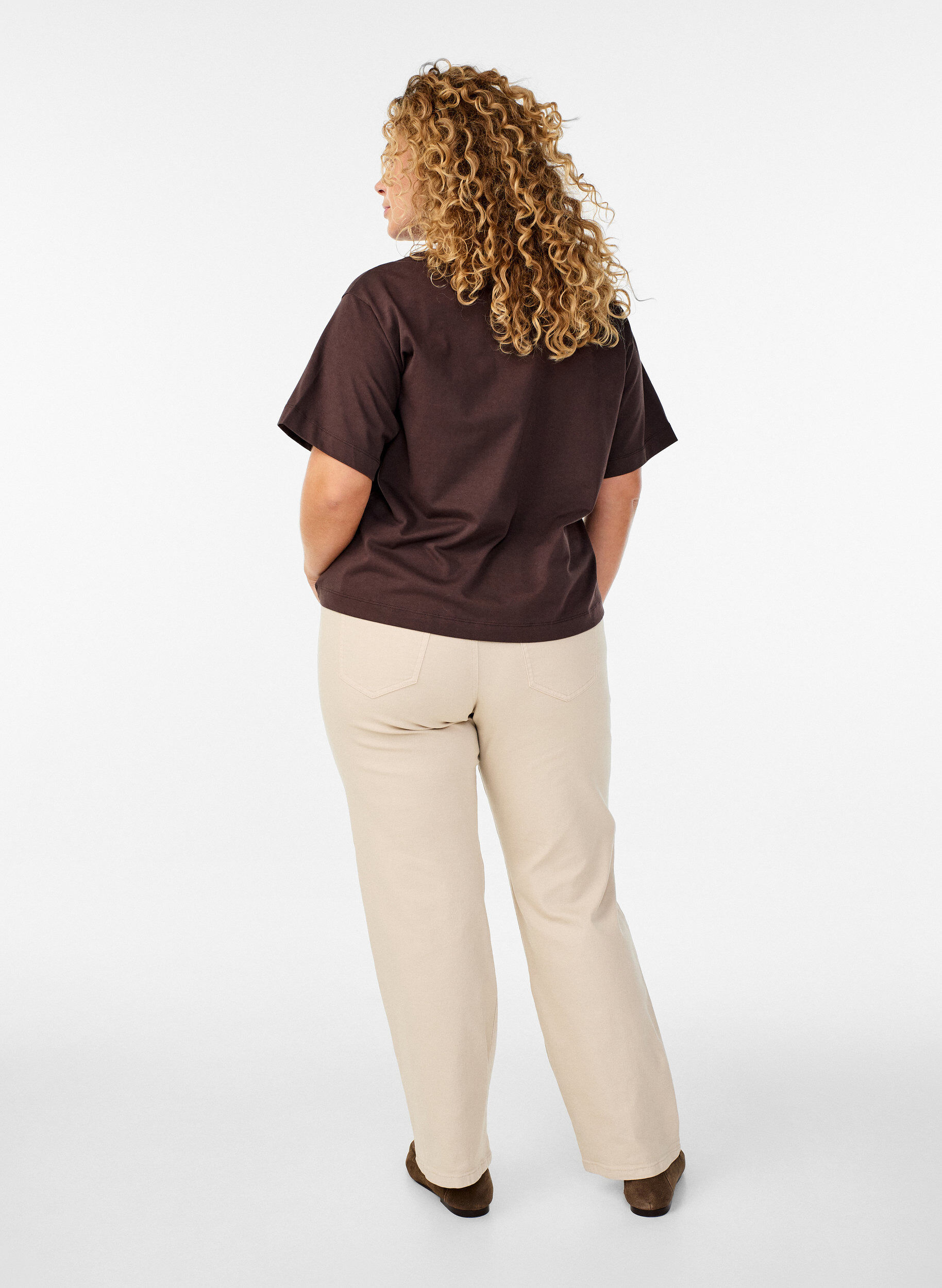 Zizzifashion Gemma high-waisted jeans, Beige, Model image number 1