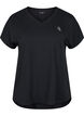 Short sleeve sport t-shirt with v-neck, Black, Packshot image number 0