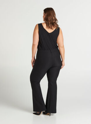 Bootcut trousers with zip details, Black, Model image number 0