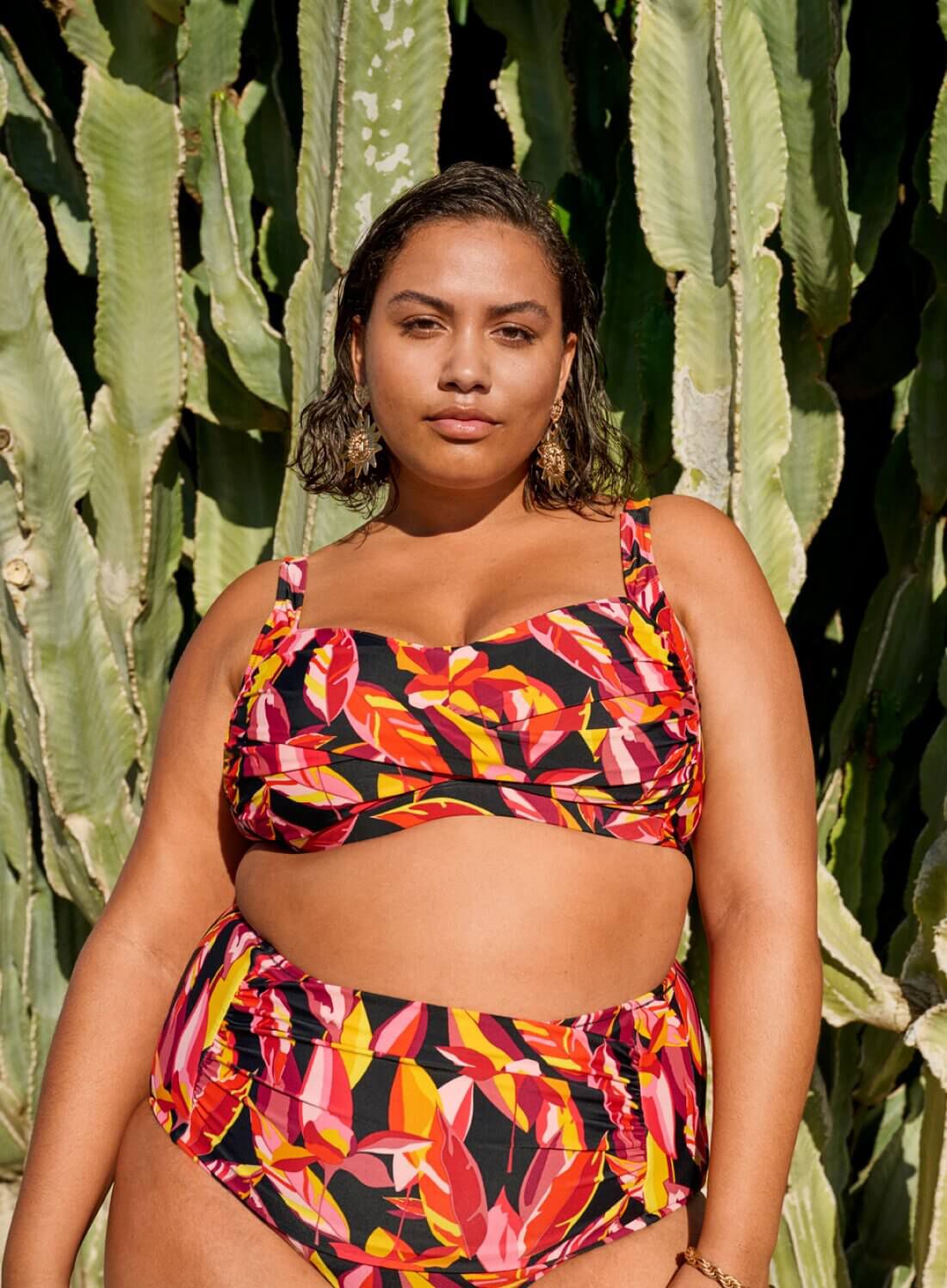 Zizzifashion Bikini set with leaves, , Model