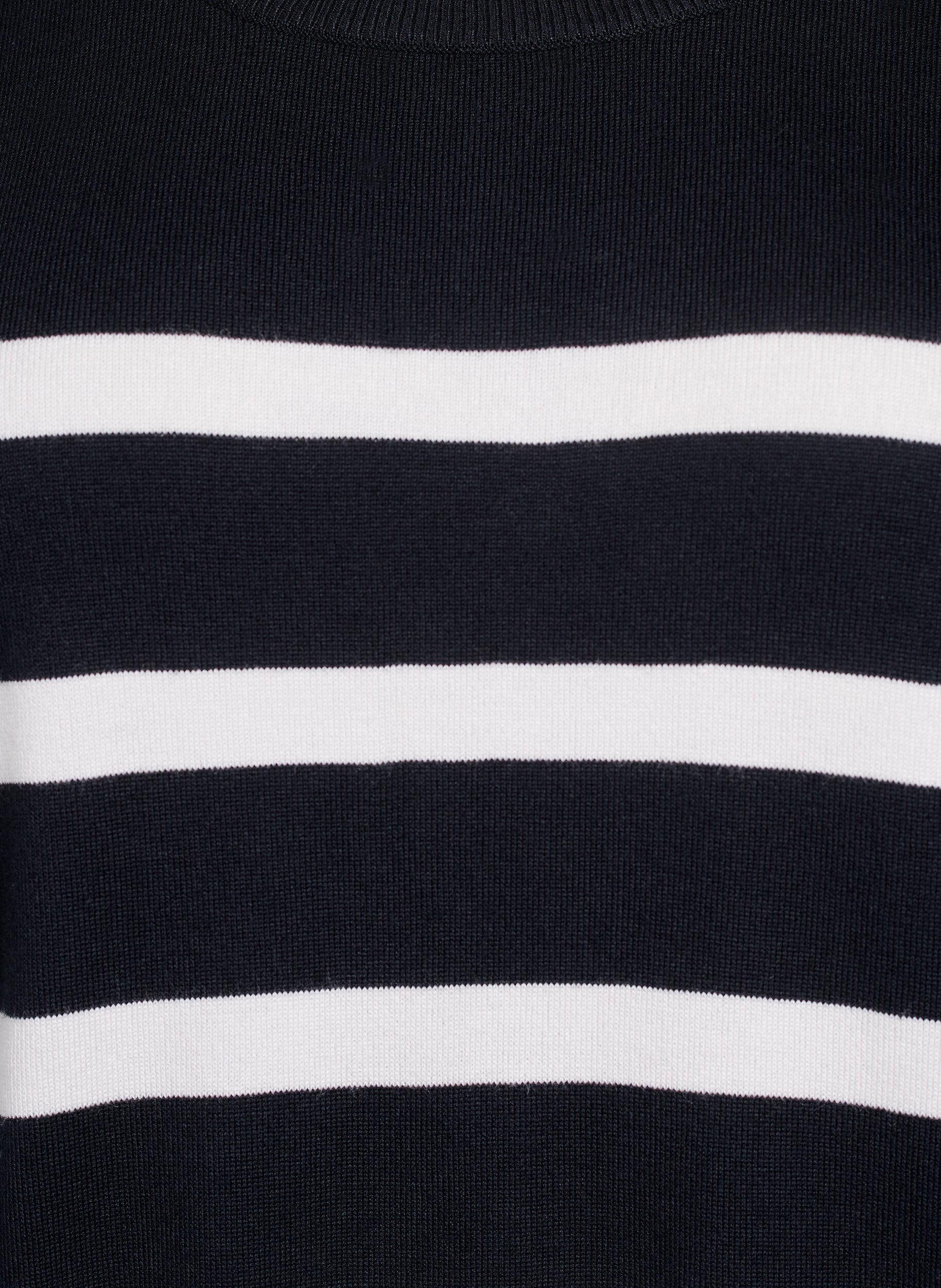 Zizzifashion Striped knit top with short sleeves, Black, Packshot image number 2